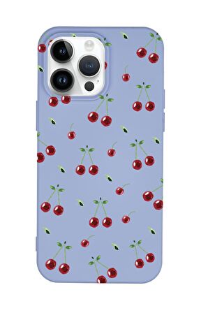 iPhone 14 Pro Max Uyumlu Kiraz Desenli Premium Silikonlu Telefon Kılıfı