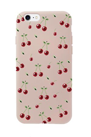 iPhone 8 Uyumlu Kiraz Desenli Premium Silikonlu Telefon Kılıfı