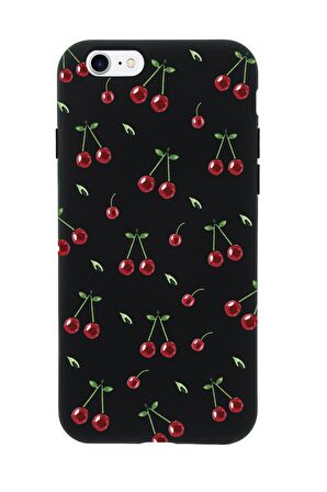 iPhone 8 Uyumlu Kiraz Desenli Premium Silikonlu Telefon Kılıfı