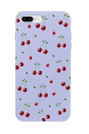 iPhone 7 Plus Uyumlu Kiraz Desenli Premium Silikonlu Telefon Kılıfı