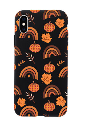 iPhone XS Uyumlu Sonbahar Desenli Premium Silikonlu Telefon Kılıfı