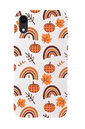 iPhone Xr Uyumlu Sonbahar Desenli Premium Silikonlu Telefon Kılıfı