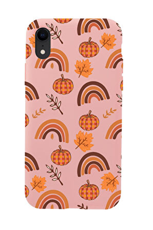 iPhone Xr Uyumlu Sonbahar Desenli Premium Silikonlu Telefon Kılıfı