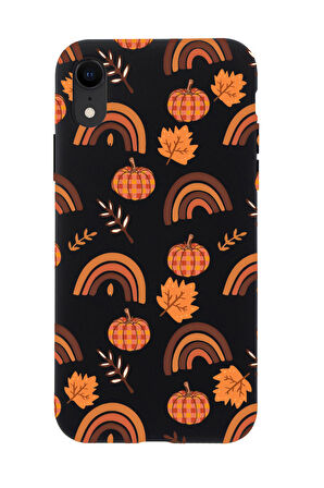 iPhone Xr Uyumlu Sonbahar Desenli Premium Silikonlu Telefon Kılıfı