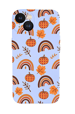iPhone 13 Mini Uyumlu Sonbahar Desenli Premium Silikonlu Telefon Kılıfı
