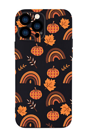 iPhone 13 Pro Max Uyumlu Sonbahar Desenli Kamera Korumalı Premium Silikonlu Telefon Kılıfı