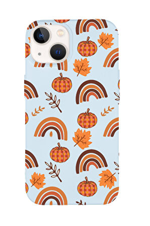 iPhone 14 Uyumlu Sonbahar Desenli Premium Silikonlu Telefon Kılıfı
