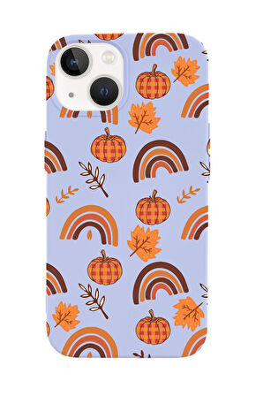 iPhone 14 Uyumlu Sonbahar Desenli Premium Silikonlu Telefon Kılıfı