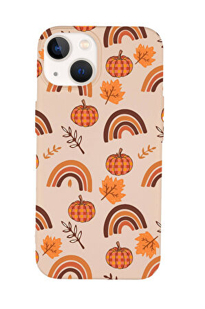 iPhone 15 Uyumlu Sonbahar Desenli Premium Silikonlu Telefon Kılıfı