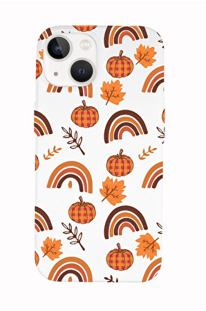 iPhone 15 Plus Uyumlu Sonbahar Desenli Premium Silikonlu Telefon Kılıfı
