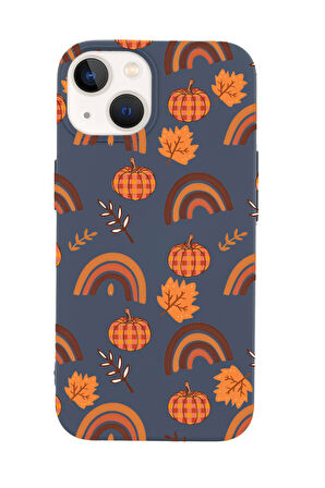 iPhone 15 Plus Uyumlu Sonbahar Desenli Premium Silikonlu Telefon Kılıfı