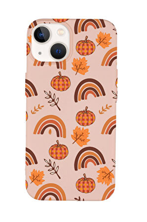 iPhone 15 Plus Uyumlu Sonbahar Desenli Premium Silikonlu Telefon Kılıfı