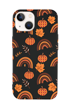 iPhone 15 Plus Uyumlu Sonbahar Desenli Premium Silikonlu Telefon Kılıfı