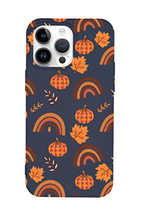 iPhone 15 Pro Uyumlu Sonbahar Desenli Premium Silikonlu Telefon Kılıfı