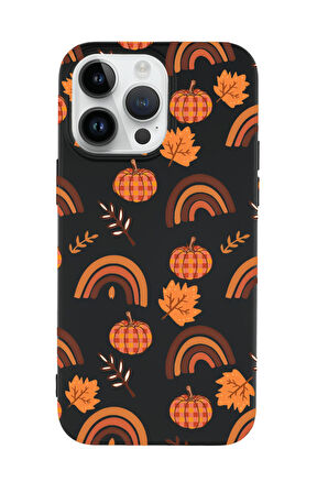 iPhone 15 Pro Max Uyumlu Sonbahar Desenli Premium Silikonlu Telefon Kılıfı