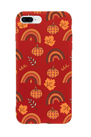 iPhone 7 Plus Uyumlu Sonbahar Desenli Premium Silikonlu Telefon Kılıfı