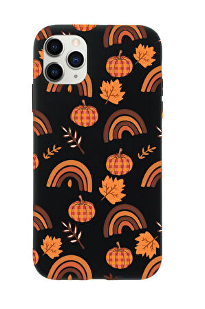 iPhone 11 Pro Uyumlu Sonbahar Desenli Premium Silikonlu Telefon Kılıfı