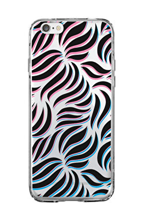 iPhone 6 Plus Uyumlu Color Wave Desenli Premium Şeffaf Silikon Kılıf 