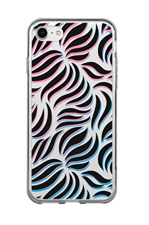 iPhone 8 Uyumlu Color Wave Desenli Premium Şeffaf Silikon Kılıf 