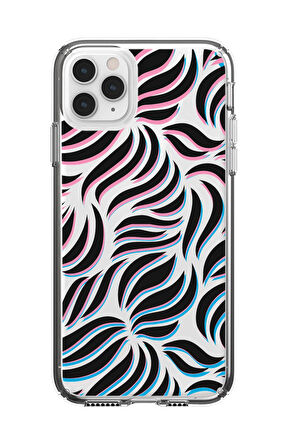 iPhone 11 Pro Uyumlu Color Wave Desenli Premium Şeffaf Silikon Kılıf 