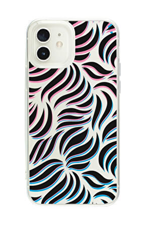 iPhone 12 Uyumlu Color Wave Desenli Premium Şeffaf Silikon Kılıf 