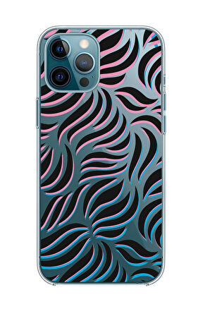 iPhone 12 Pro Uyumlu Color Wave Desenli Premium Şeffaf Silikon Kılıf 