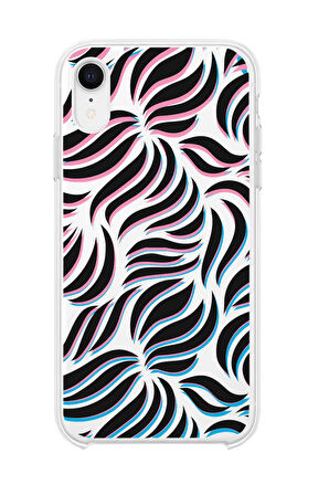iPhone Xr Uyumlu Color Wave Desenli Premium Şeffaf Silikon Kılıf 