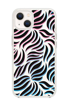 iPhone 13 Uyumlu Color Wave Desenli Premium Şeffaf Silikon Kılıf 