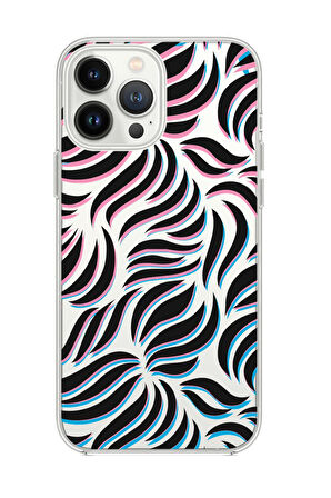 iPhone 15 Pro Max Uyumlu Color Wave Desenli Premium Şeffaf Silikon Kılıf 