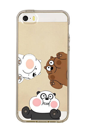 iPhone 5 Uyumlu Cute Animals Desenli Premium Şeffaf Silikon Kılıf 