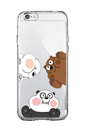iPhone 6 Uyumlu Cute Animals Desenli Premium Şeffaf Silikon Kılıf 