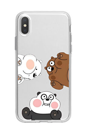 iPhone XS Uyumlu Cute Animals Desenli Premium Şeffaf Silikon Kılıf 