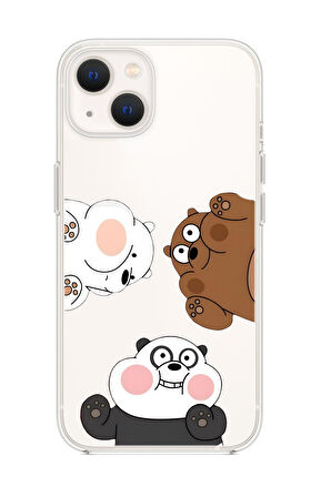 iPhone 14 Uyumlu Cute Animals Desenli Premium Şeffaf Silikon Kılıf 