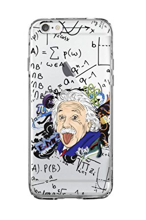 iPhone 6S Einstein In Formula Desenli Premium Şeffaf Silikon Kılıf