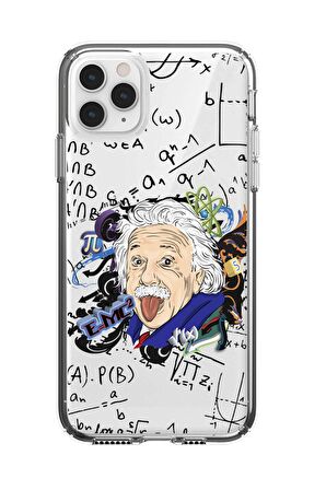 iPhone 11 Pro Einstein In Formula Desenli Premium Şeffaf Silikon Kılıf