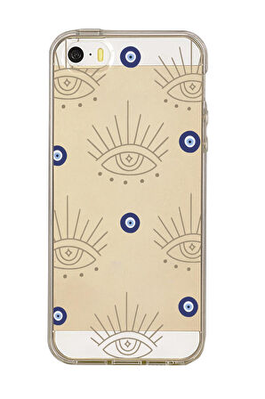 iPhone 5 Uyumlu Evil Eye Desenli Premium Şeffaf Silikon Kılıf 
