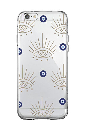 iPhone 6S Uyumlu Evil Eye Desenli Premium Şeffaf Silikon Kılıf 