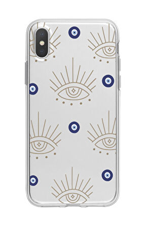 iPhone XS Max Uyumlu Evil Eye Desenli Premium Şeffaf Silikon Kılıf 