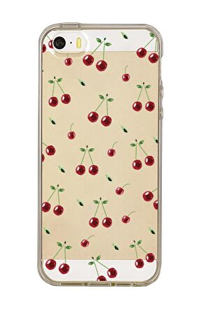 iPhone 5 Uyumlu Kiraz Premium Şeffaf Silikon Kılıf 