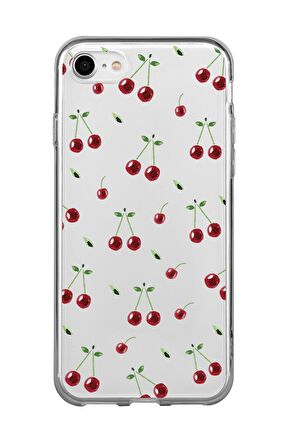 iPhone 7 Uyumlu Kiraz Premium Şeffaf Silikon Kılıf 
