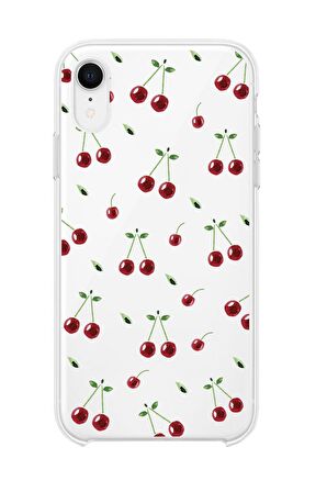 iPhone Xr Uyumlu Kiraz Premium Şeffaf Silikon Kılıf 