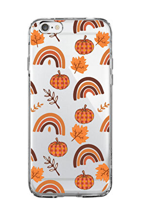 iPhone 6S Uyumlu Sonbahar Desenli Premium Şeffaf Silikon Kılıf 
