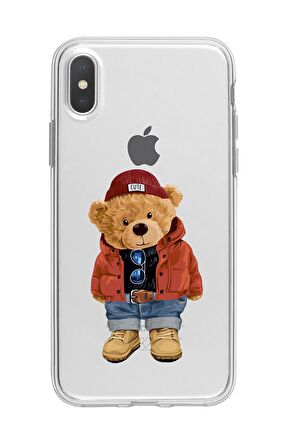 iPhone XS Max Teddy Bear Premium Şeffaf Silikon Kılıf