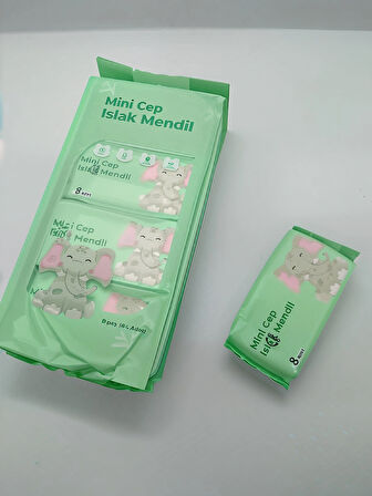  SEVİMLİ ZEBRA VE FİL TEMALI MİNİ CEP ISLAK MENDİLİ (2 PAKET)