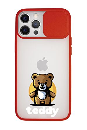 iPhone 12 Pro Teddy Kamera Koruma Sürgülü Kapaklı Telefon Kılıfı