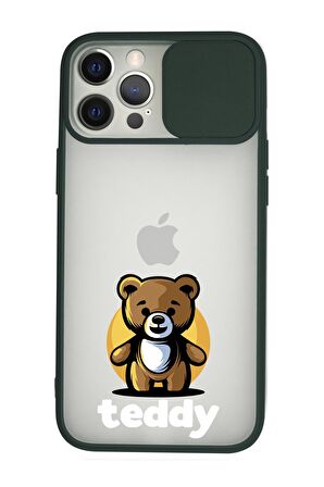 iPhone 12 Pro Max Teddy Kamera Koruma Sürgülü Kapaklı Telefon Kılıfı