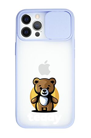 iPhone 12 Pro Max Teddy Kamera Koruma Sürgülü Kapaklı Telefon Kılıfı