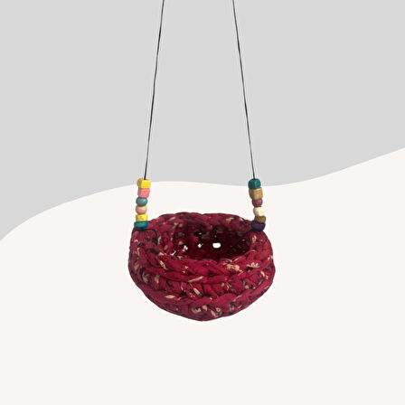 Muhabbet Kuşları için Hamak Salıncak Desenli Kırmızı 7cm