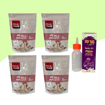 Yavru Kediler İçin Süt Tozu 200Gr 4 Adet + 60ML Biberon