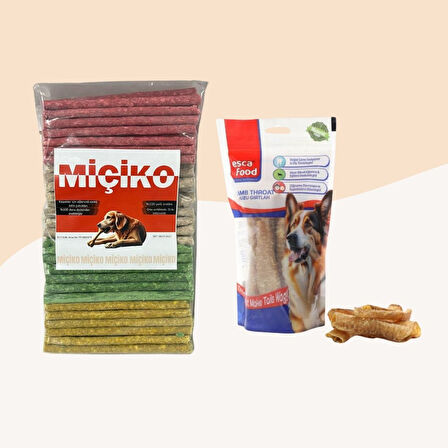 100Lü Renkli Munchy Köpek Ödülü + Kuzu Gırtlak 100 Gr